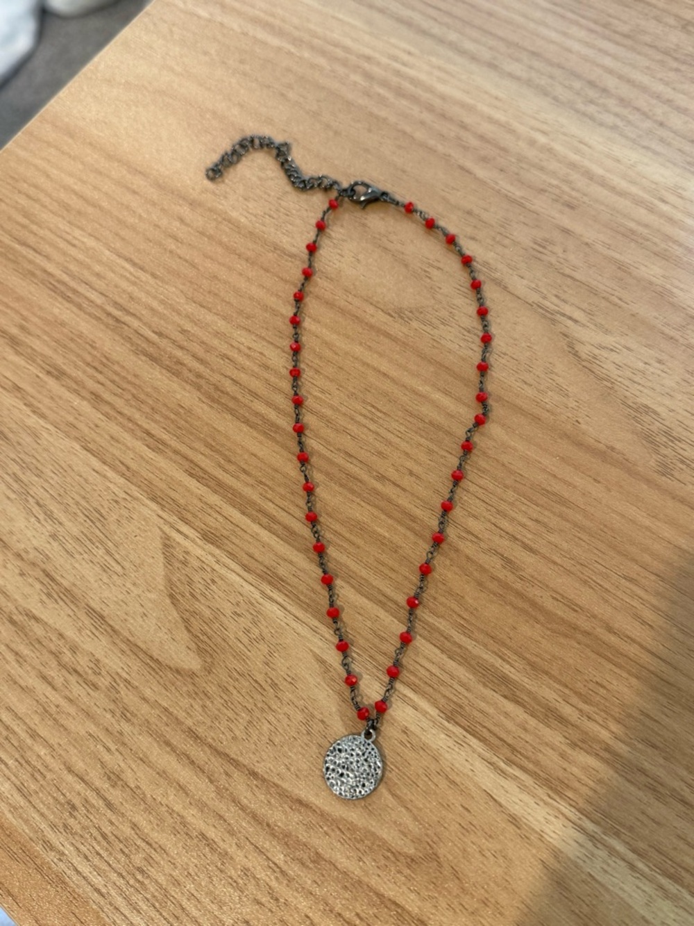 Red Beaded Pendant Necklace - Women's Jewelry